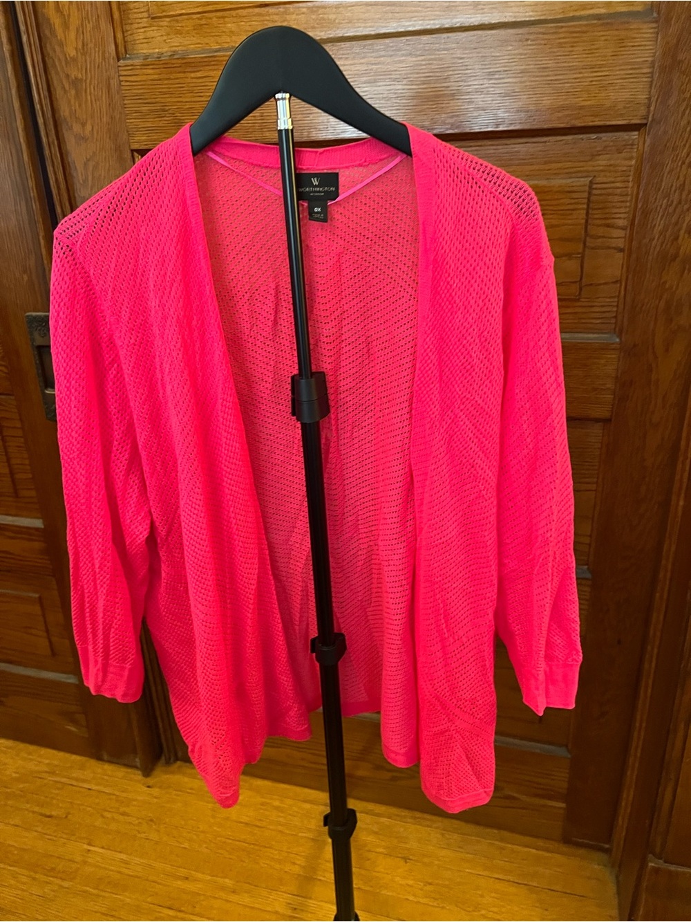 W by Worthington Front Hot Pink Lightweight Sweater Cardigan Neon Pink